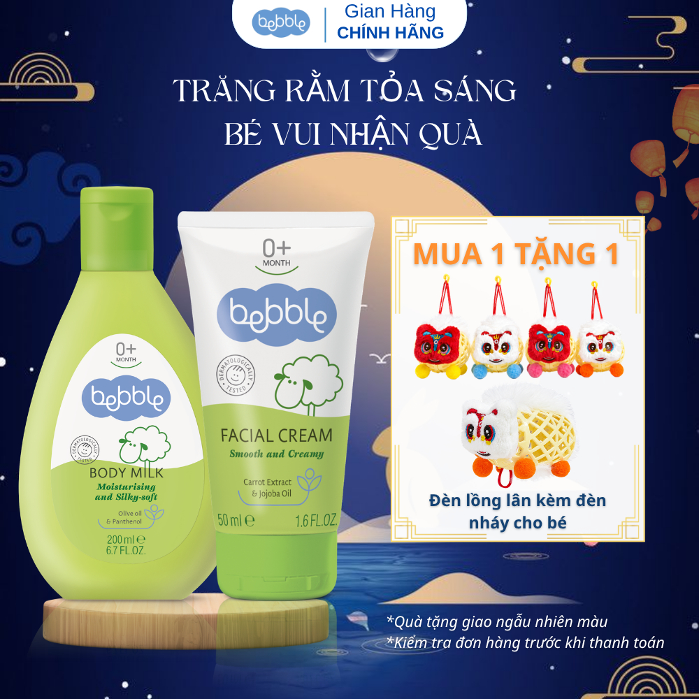 COMBO Kem dưỡng da mặt Bebble Facial Cream 50ml + Sữa dưỡng thể Bebble Body Milk 200ml