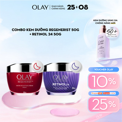 [LS] Combo 2: Kem Dưỡng Ẩm Ban Đêm: OLAY REGENERIST 50G & OLAY RETINOL24 50G