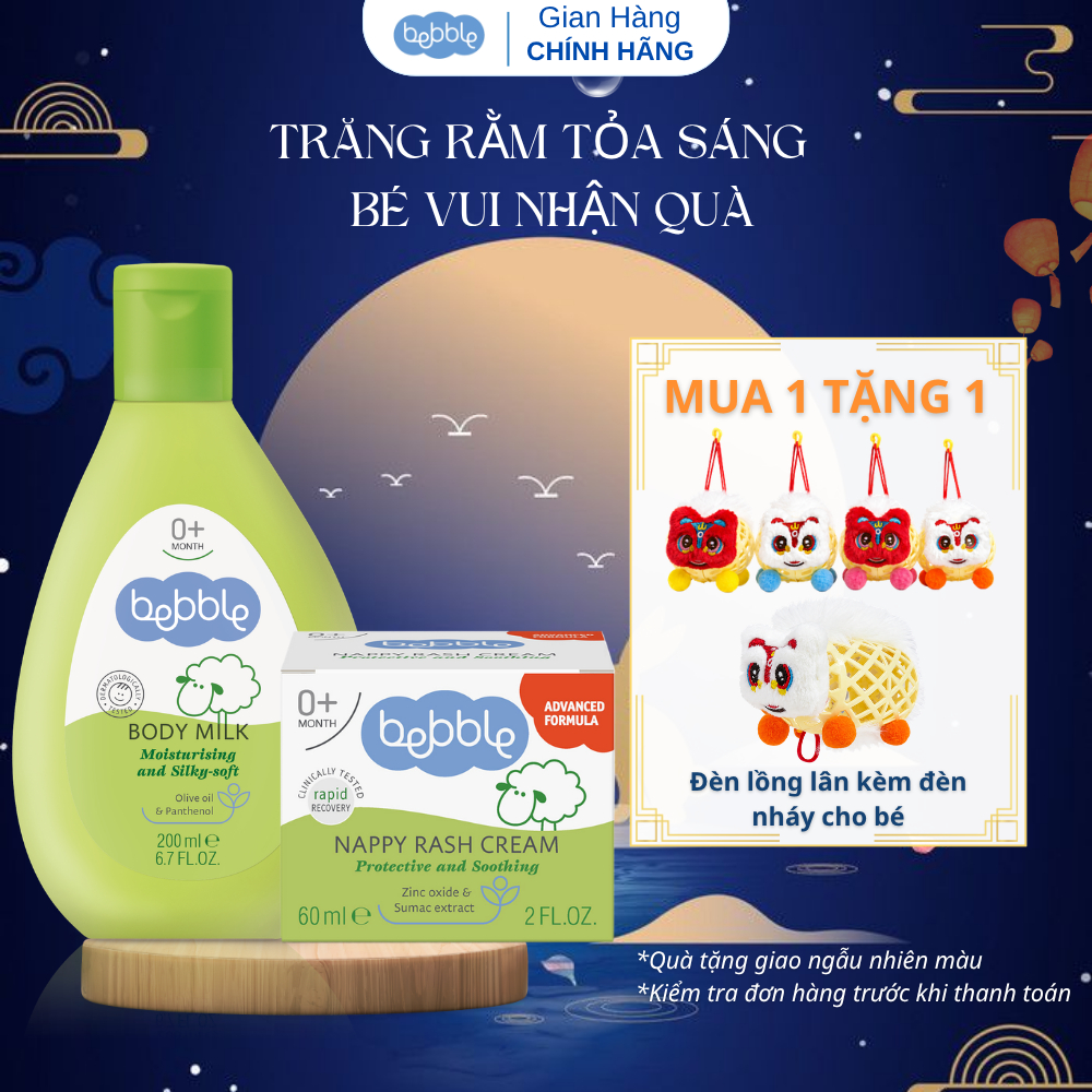 Combo Sữa dưỡng ẩm toàn thân cho bé Bebble Body Milk + Kem hăm Bebble 60ml