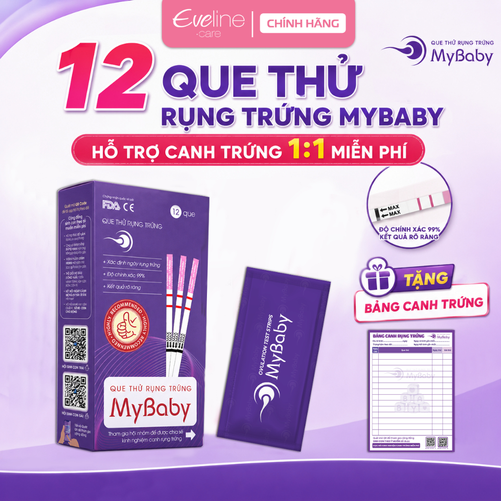 12 Que thử rụng trứng MyBaby, xác định chính xác thời điểm rụng trứng, test nhanh, tiện lợi
