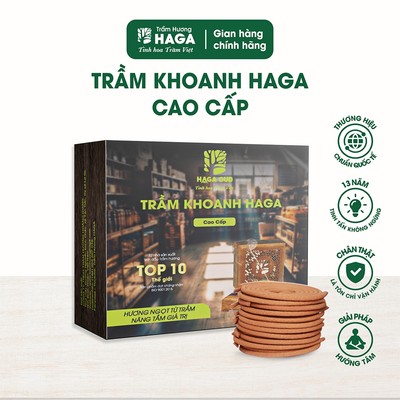 Trầm khoanh HAGA Cao cấp/Đặc biệt/Thượng hạng, thời gian cháy lâu, thơm đậm hương trầm