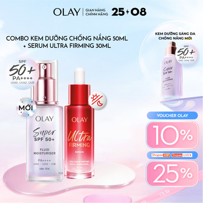 [MỚI] Combo Kem Dưỡng Sáng Da Chống Nắng OLAY & Serum OLAY Ultra Firming Giúp Da Săn Chắc & Mịn Màng (50ML+30ML)