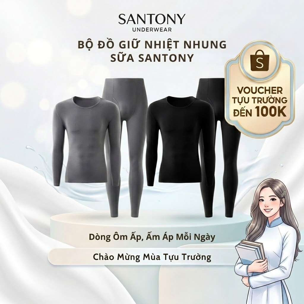Bộ Đồ Giữ Nhiệt Nhung Sữa Santony - Dòng Ôm Ấp, Ấm Áp Mỗi Ngày