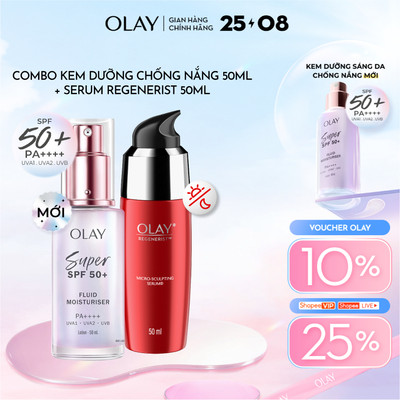 [MỚI] Combo Kem Dưỡng Sáng Da Chống Nắng OLAY & Serum OLAY REGENERIST Dưỡng Da Căng Mướt, Phục Hồi Lão Hóa 50ML