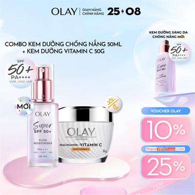 [MỚI] Combo Kem Dưỡng Sáng Da Chống Nắng OLAY & Kem Dưỡng Ẩm OLAY LUMINOUS NIACINAMIDE + VITAMIN C (50ML+50G)
