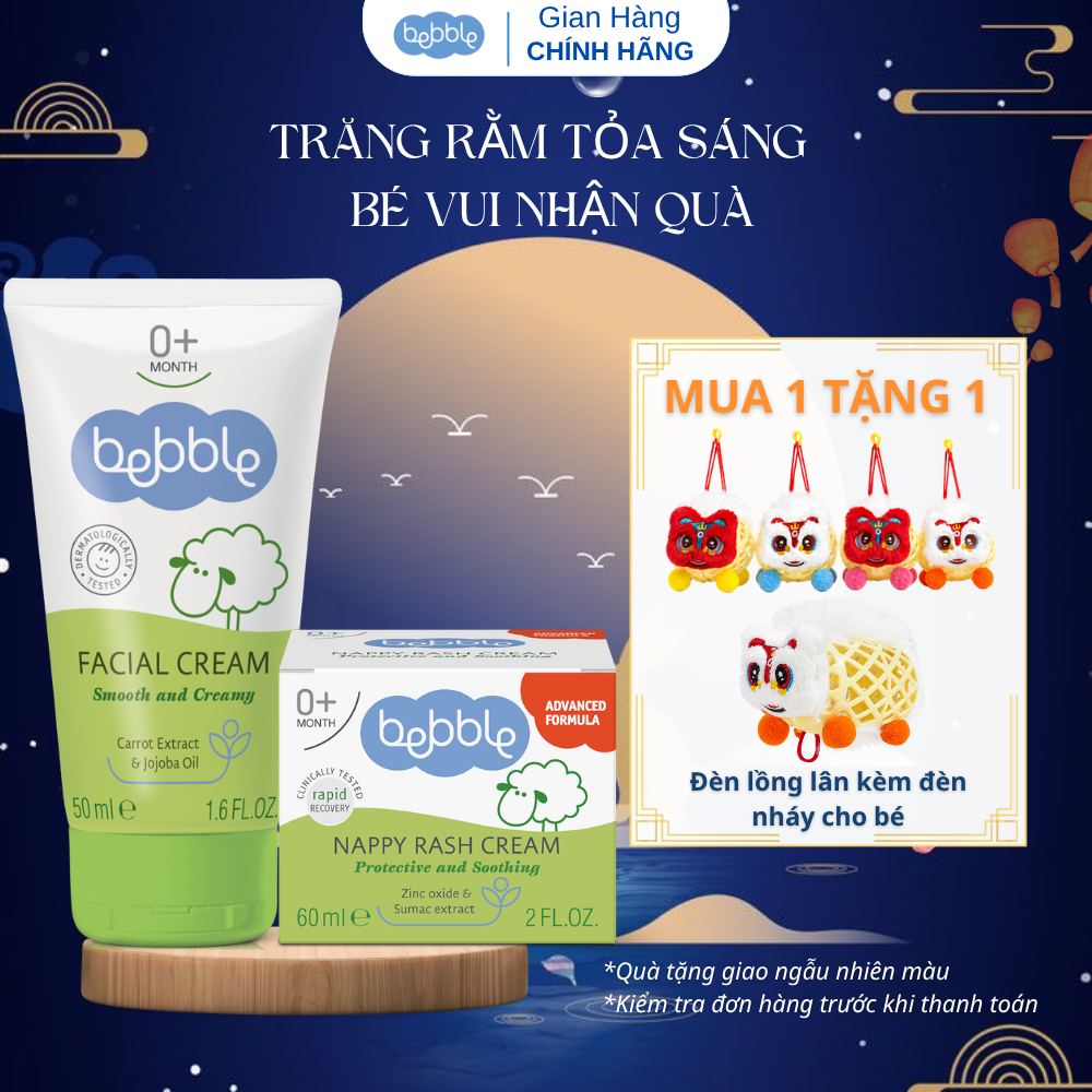 Combo Kem dưỡng ẩm cho bé Bebble Facical Cream 50ml+ Kem hăm Bebble 60ml