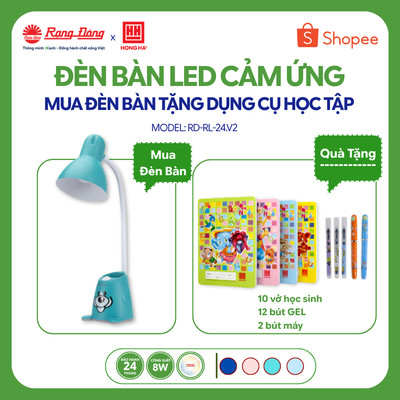 Rạng Đông Đèn Bàn Học LED Bảo Vệ Thị Lực RD-RL-24.V2 6W Tặng Kèm Bộ Dụng Cụ Học Tập 24 Món Cho Bé Vào Lớp 1 COMBO1