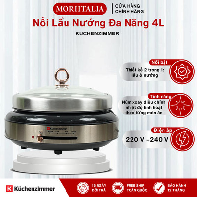 Nồi Lẩu Nướng Đa Năng 2 Trong 1 Kuchenzimmer 4L 1300W - Chống Dính, Điều Chỉnh Nhiệt - 000710