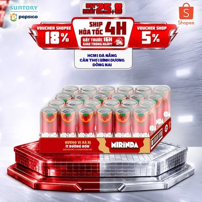 [Giao sau lễ] Thùng Nước Ngọt Giải Khát Có Gaz Mirinda Xá Xị (320ml/lon)