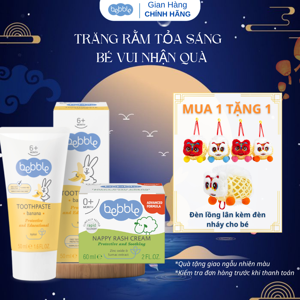COMBO Kem hăm tã Bebble 60ml + Kem đánh răng Bebble hương chuối 50g