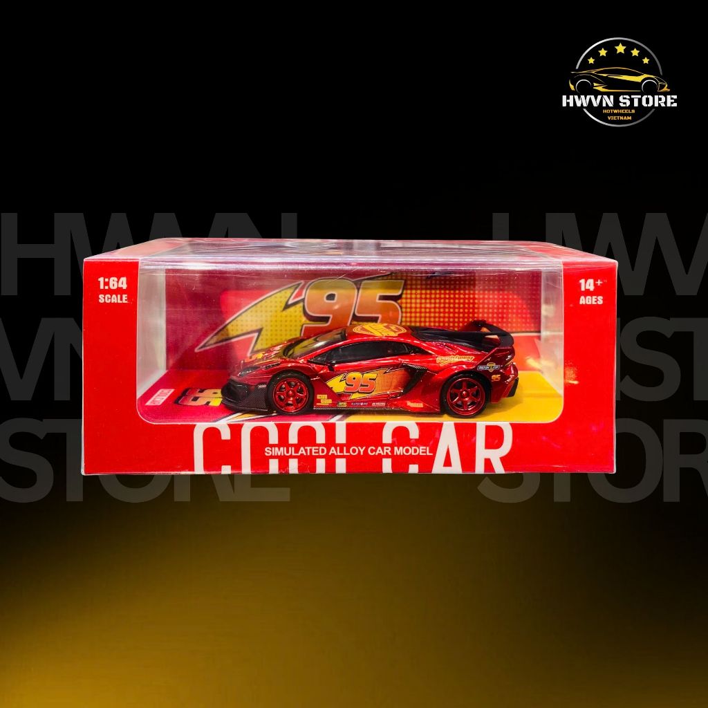 Miniverse - Cool Car 1:64 Lamborghini GTEVO Lightning McQueen Metallic Red Scale Die-Cast Car Model 