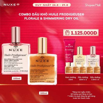Combo Dầu khô đa năng Nuxe Huile Prodigieuse Florale Multi-Purpose Dry Oil & Shimmering Dry Oil 100ml