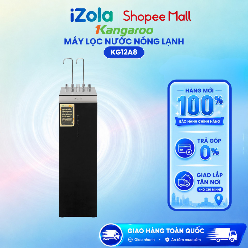 Máy lọc nước RO nóng lạnh Hydrogen Kangaroo Sumire KG12A8 12 lõi - Hàng chính hãng
