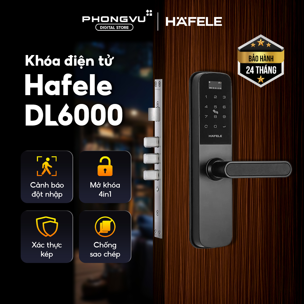[Miễn Phí Lắp Đặt] Khóa điện tử Hafele DL6000 (912.20.581) - Bảo hành 24 tháng