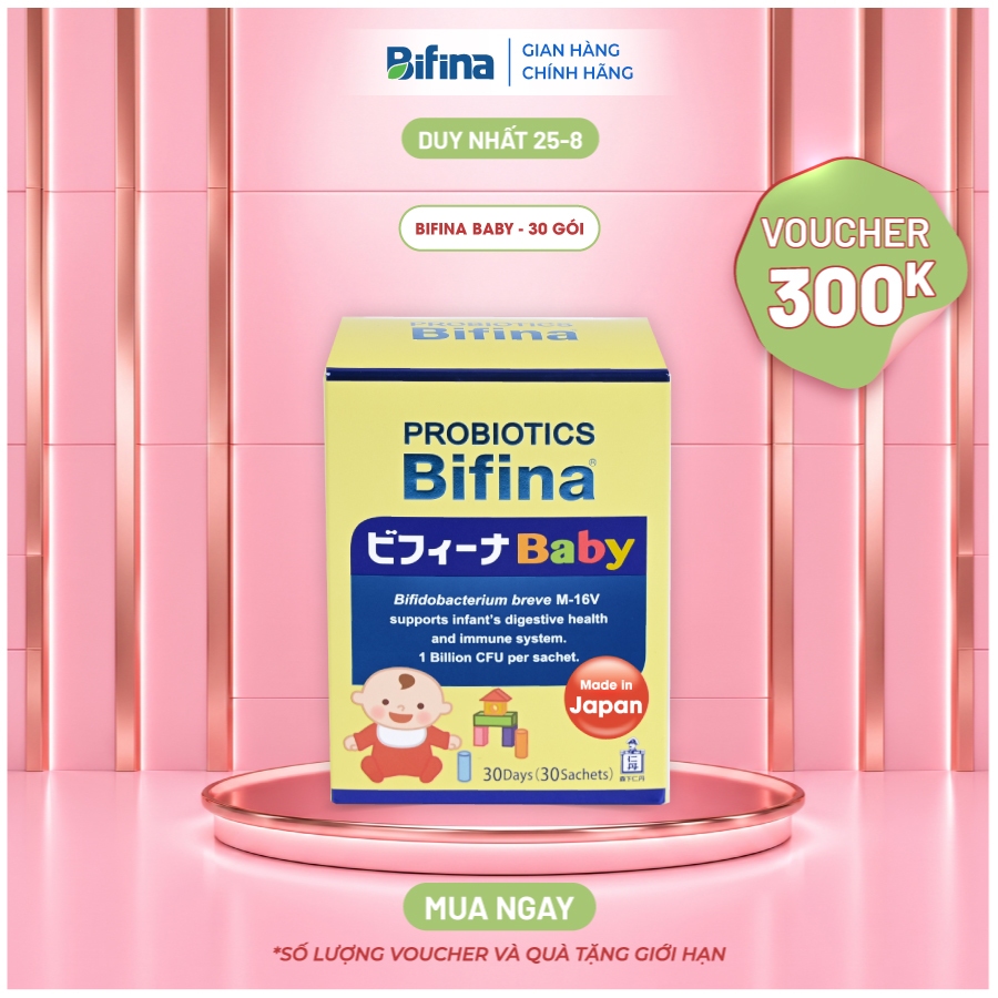 Men vi sinh Bifina Baby Nhật Bản – Hộp 30 gói – Hỗ trợ tiêu hóa, giảm táo bón, tăng đề kháng cho trẻ