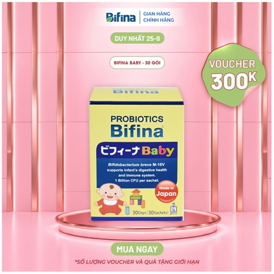 Men vi sinh Bifina Baby Nhật Bản – Hộp 30 gói – Hỗ trợ tiêu hóa, giảm táo bón, tăng đề kháng cho trẻ