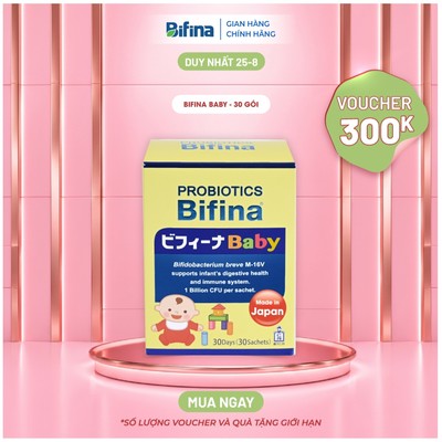 Men vi sinh Bifina Baby Nhật Bản – Hộp 30 gói – Hỗ trợ bổ sung lợi khuẩn cho  trẻ sinh non, sinh mổ, dùng sữa công thức