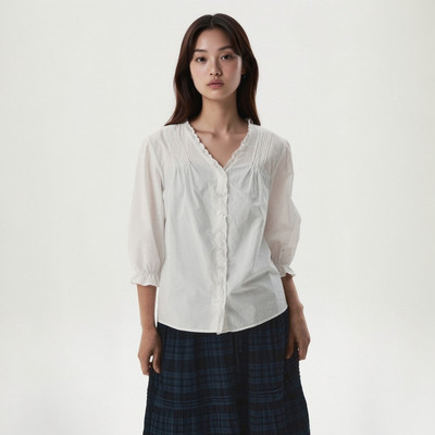 Áo Kiểu Nữ WHO.A.U Frill Blouse_WHBLGB833F