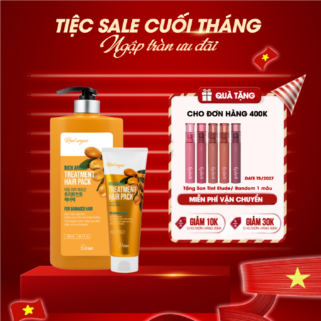 Kem ủ tóc ARGAN phục hồi và giảm rụng tóc - DAIM RICH ARGAN TREATMENT HAIR PACK