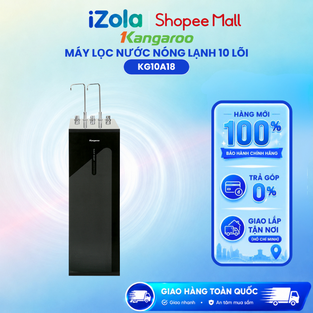 Máy lọc nước RO nóng lạnh Kangaroo KG10A18 10 lõi - Hàng chính hãng