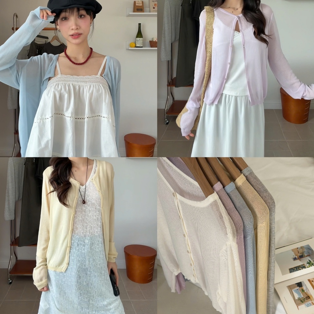 NUTCLOSET - Áo cardigan dài tay cổ tròn 3595_A3027
