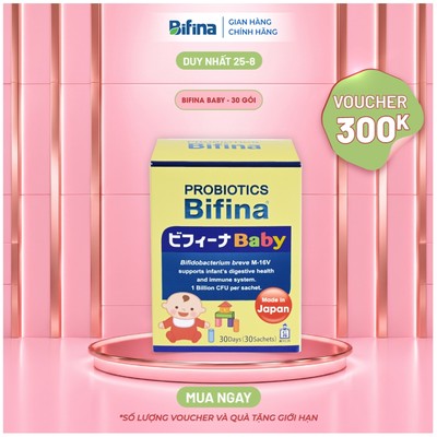 Men vi sinh Bifina Baby Nhật Bản – Hộp 30 gói – Hỗ trợ phòng ngừa rối loạn tiêu hoá, tăng đề kháng cho bé