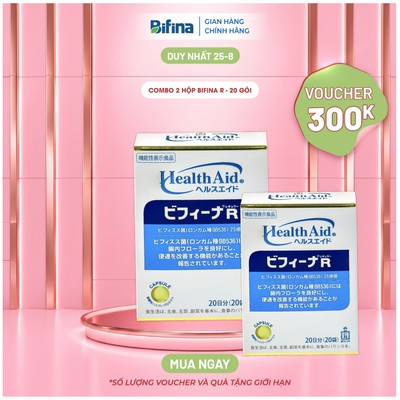 [Combo 2 hộp] Men vi sinh Bifina Nhật Bản – Loại R 20 gói - Hỗ trợ giảm viêm đại tràng, táo bón
