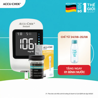 Máy Đo Đường Huyết ACCU-CHEK Instant Kèm Hộp Que Thử Đường Huyết 25 Que Thử Và Hộp Kim Lấy Máu SoftClix 25 Kim