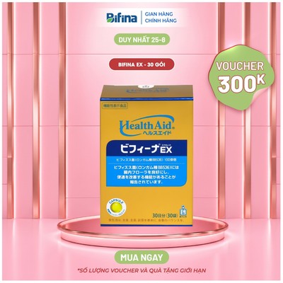 Bifina Nhật Bản Loại EX – Hỗ trợ giảm táo bón, trướng bụng, đầy hơi, ăn không tiêu - Hộp 30 gói