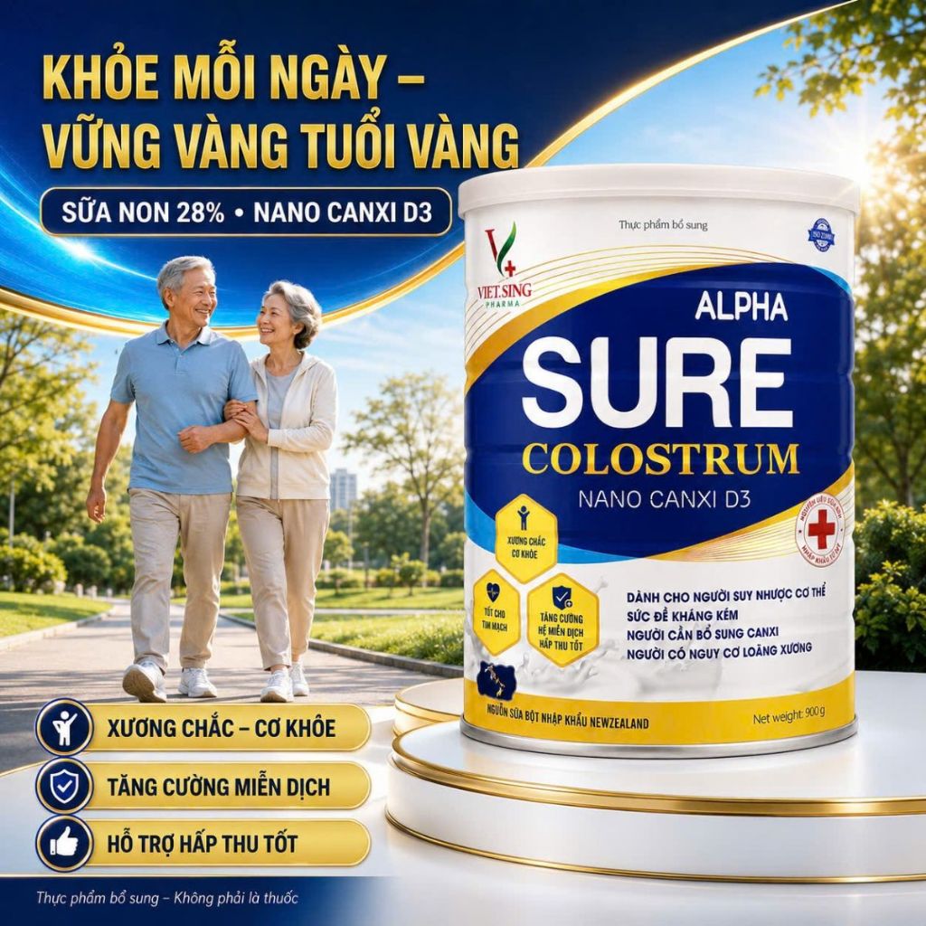 Alpha Sure Colostrum 900g – Sữa Non 28% & Nano Canxi D3, Chăm Sóc Sức Khỏe Mỗi Ngày