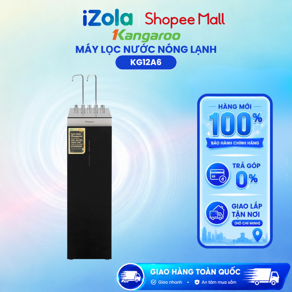Máy lọc nước RO nóng lạnh Hydrogen Kangaroo Sumire KG12A6 12 lõi - Hàng chính hãng