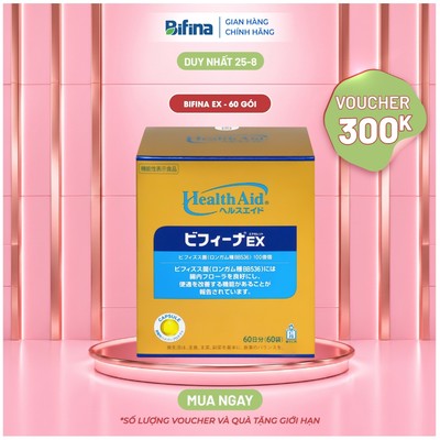 Bifina Nhật Bản Loại EX – Men vi sinh hỗ trợ ruột kích thích, giảm đau bụng, khó chịu, tiêu hóa khỏe mạnh - Hộp 60 gói