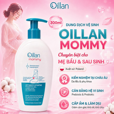Dung Dịch Vệ Sinh Chuyên Biệt Cho Mẹ Bầu & Sau Sinh OILLAN MOMMY 300ML – Cân Bằng pH, Dưỡng Ẩm Dịu Nhẹ