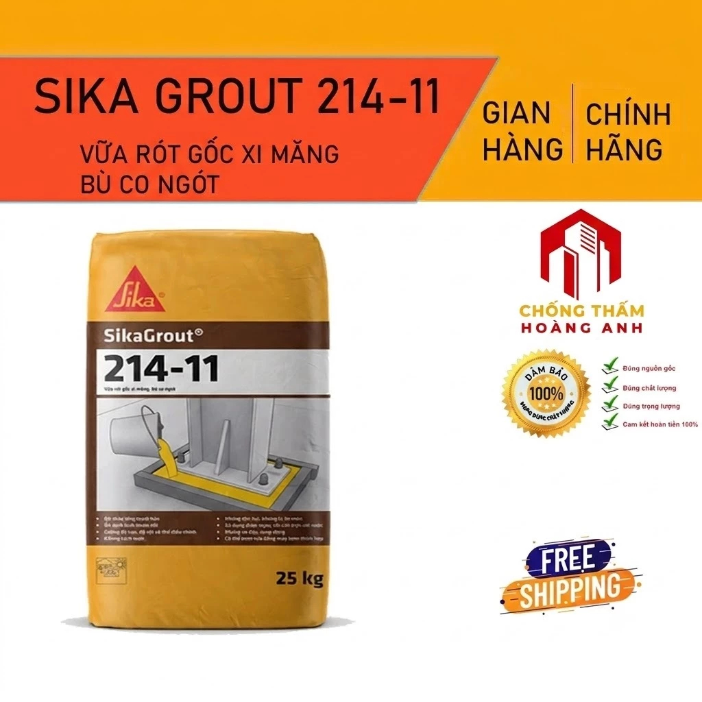 Vữa Chống Thấm Cổ Ống Sika Grout GP / 214-11 - Vữa Rót Bù Co Ngót Gốc Xi Măng Cường Độ Cao, Rót Hộp 