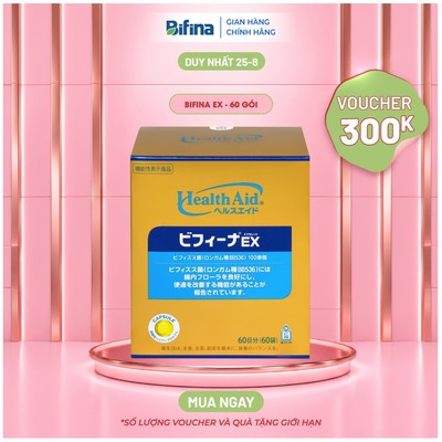 Men vi sinh Bifina Nhật Bản - Hỗ trợ tiêu hóa, bổ sung vi khuẩn có lợi cho đường ruột - Loại EX, R- Hộp 60 gói