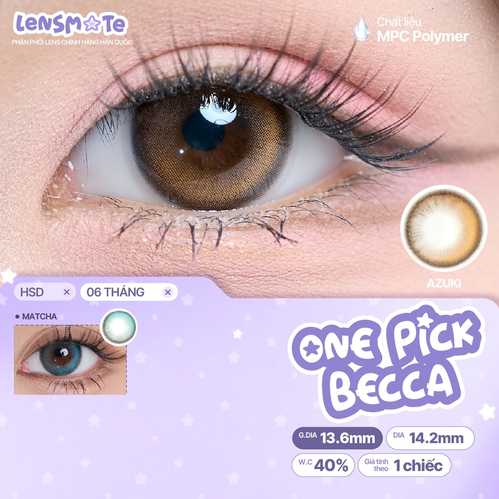Kính áp tròng cận 6 tháng LENS MATE lens xanh highlight nổi bật blur 2 dải màu cá tính ISHA ONE PICK