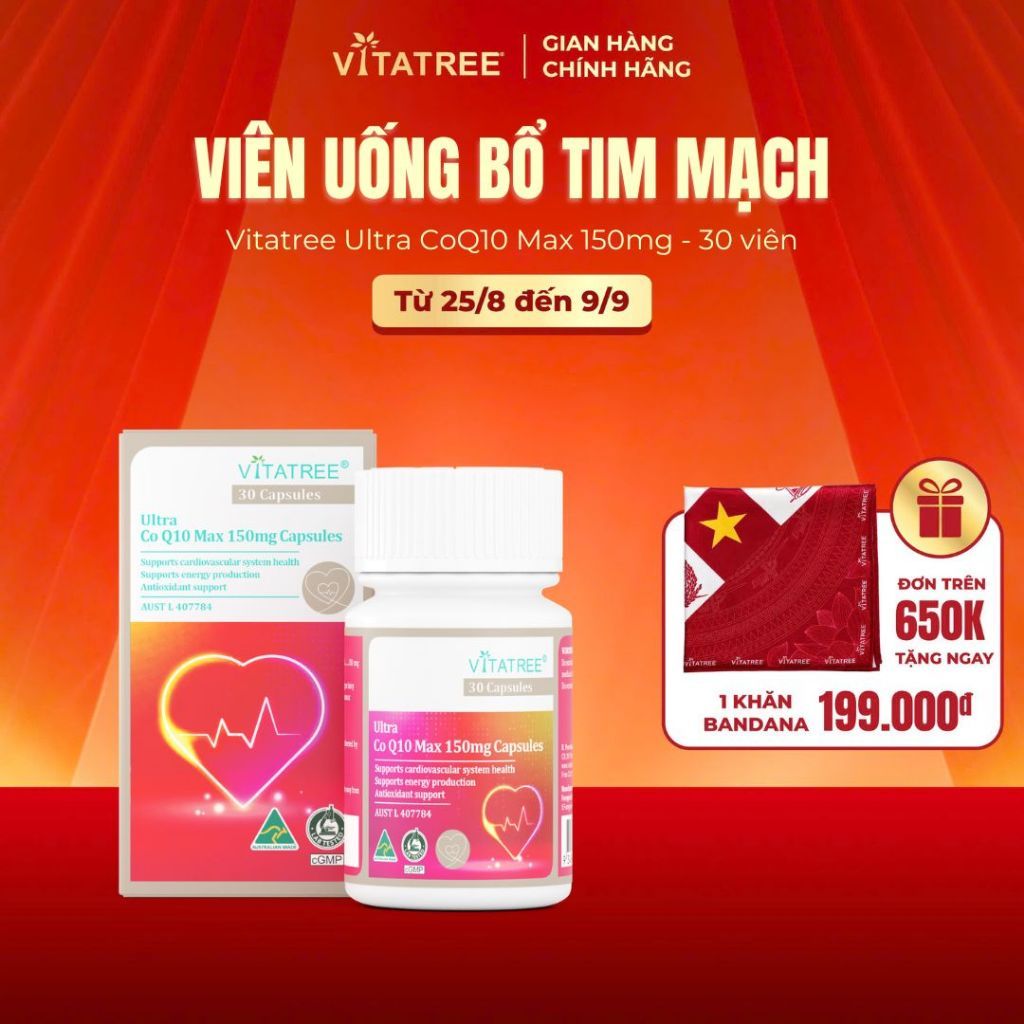 TPBVSK Ultra Co Q10 Max 150mg Capsules hộp 30 viên - Viên Uống Hỗ Trợ Bổ Tim Mạch Vitatree