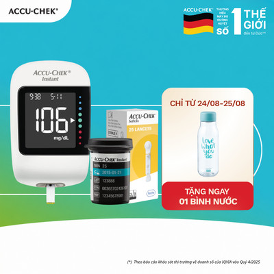 Bộ 2 Máy Đo Đường Huyết Accu-Chek Instant Kèm 2 hộp Que thử 25 que và 2 hộp Kim Lấy Máu Softclix 25 kim Bộ Đôi Hoàn Hảo