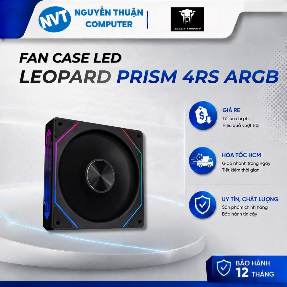 Fan Led ARGB Leopard Prism 4RS Gió Thuận – Đen (sử dụng hub và remote) - BH Chính Hãng 12 tháng.
