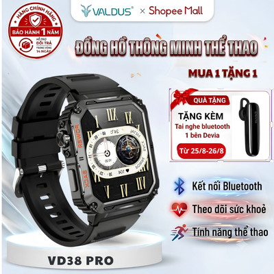 Đồng hồ thông minh thể thao Valdus VD38 Nghe gọi Bluetooth theo dõi  vận động sức khỏe bảo hành 1năm
