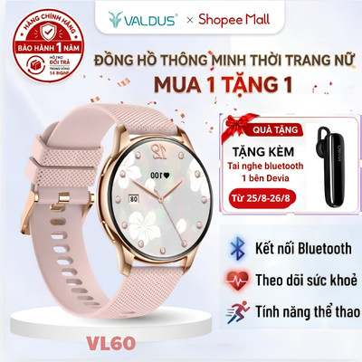 Đồng hồ thông minh VL60 Pro Valdus  gọi bluetooth theo dõi sức khỏe chống nước Bảo hành trong 1 năm