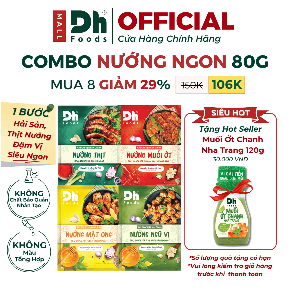 Combo 8 Xốt Ướp Thịt Nướng, Gà Nướng Dh Foods - Dùng Làm Sốt Chấm Thịt Nướng, Sốt Ướp Thịt Nướng BBQ Đậm Đà, Nhanh Gọn
