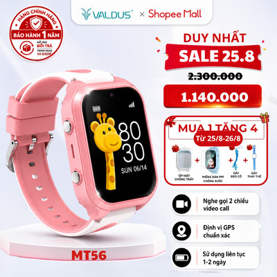 Đồng hồ thông minh trẻ em VALDUS MT56 4G lắp sim nghe gọi video call định vị GPS video bh 1 năm