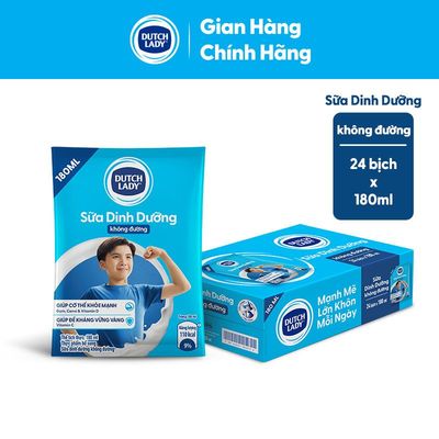 [HSD: 2/2027] Thùng 24 Bịch Sữa Dinh Dưỡng Dutch Lady Không Đường 24x180ml