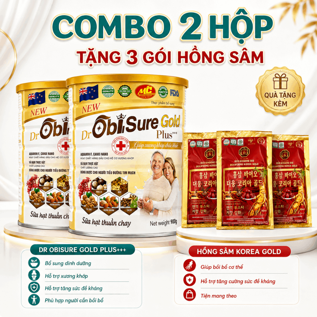 [MB-S001] Combo 2 Lon Sữa Dr ObiSure Gold Plus 900g - Bổ Sung Aquamin F,Canxi Nano Hỗ Trợ Xương Khớp