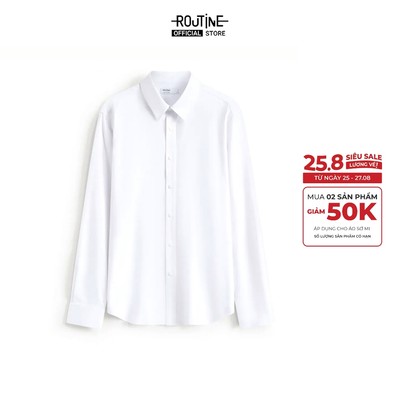 [🔥HOT] Áo Sơ Mi Nam Công Sở Tay Dài Trắng Trơn Form Fitted - Routine 10S26SHL054