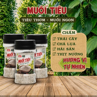 Combo 3 hủ Muối tiêu Làng Chài Xưa hủ 100g - Muối ngon tiêu thơm - Chấm với chả lụa, trứng, hải sản