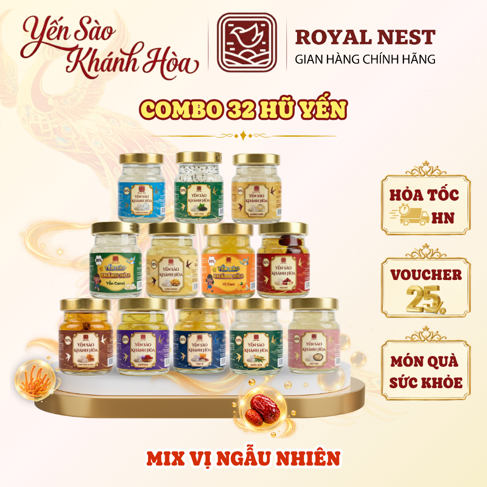 Yến sào Nha Trang thương hiệu Royal Nest - Set 32 hũ chưng sẵn 70ml