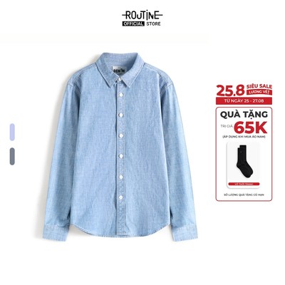 Áo Sơ Mi Denim Banana Tay Dài Cổ Bẻ Form Fitted - Routine 10S25DSH012