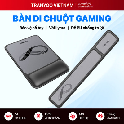 Lót Chuột TRANYOO WR-02 Thiết Kế Gaming Nâng Đỡ Cổ Tay Vải Lycra Kháng Nước Đế PU Chống Trượt